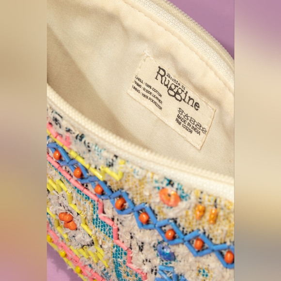 Colorful Handmade Hand Beaded Wristlet Clutch - Ethnic Inspired Geometric Design - Picture 6 of 7